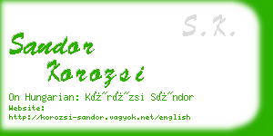 sandor korozsi business card